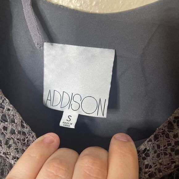 Addison adress Womens Small Purple Lace Long Sleeve Mini - Picture 3 of 13